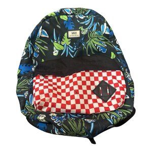 VANS “Off the Wall” Backpack Hawaiian Parrot Black Floral Checkered